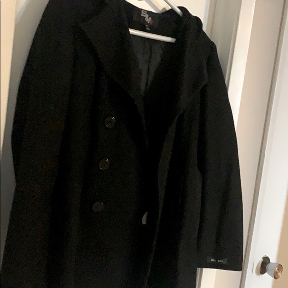 Black Wool Coat - large - Picture 1 of 4